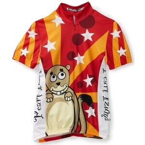 PEARL IZUMI Select Series Juniors Boys Red  Beaver Squirrel Cycling Jersey EUC